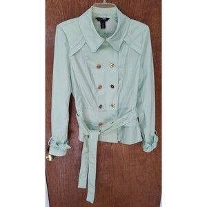 White House Black Market size 10 mint green double breasted peplum jacket